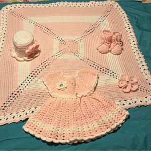 Pink Crochet Baby Set Handmade